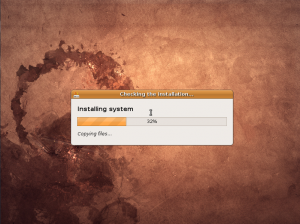 Ubuntu is unpacking and installing