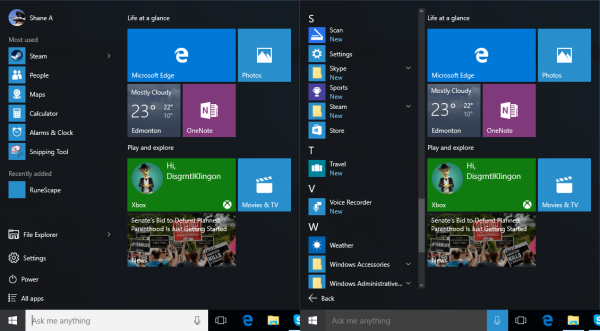 Windows 10 Start Menu