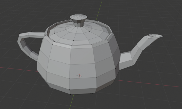 The Utah teapot with the vertex grid draw