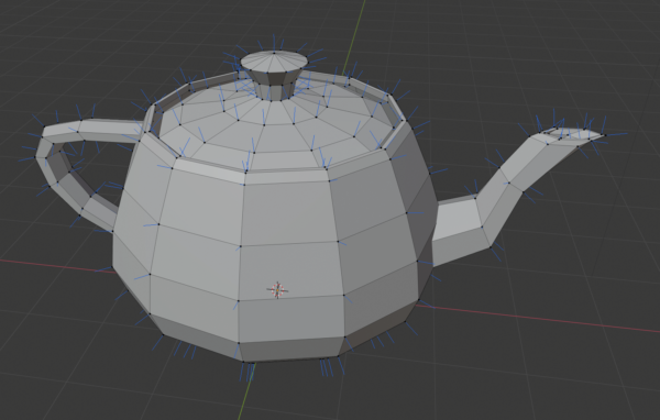 The Utah teapot with the normals drawn