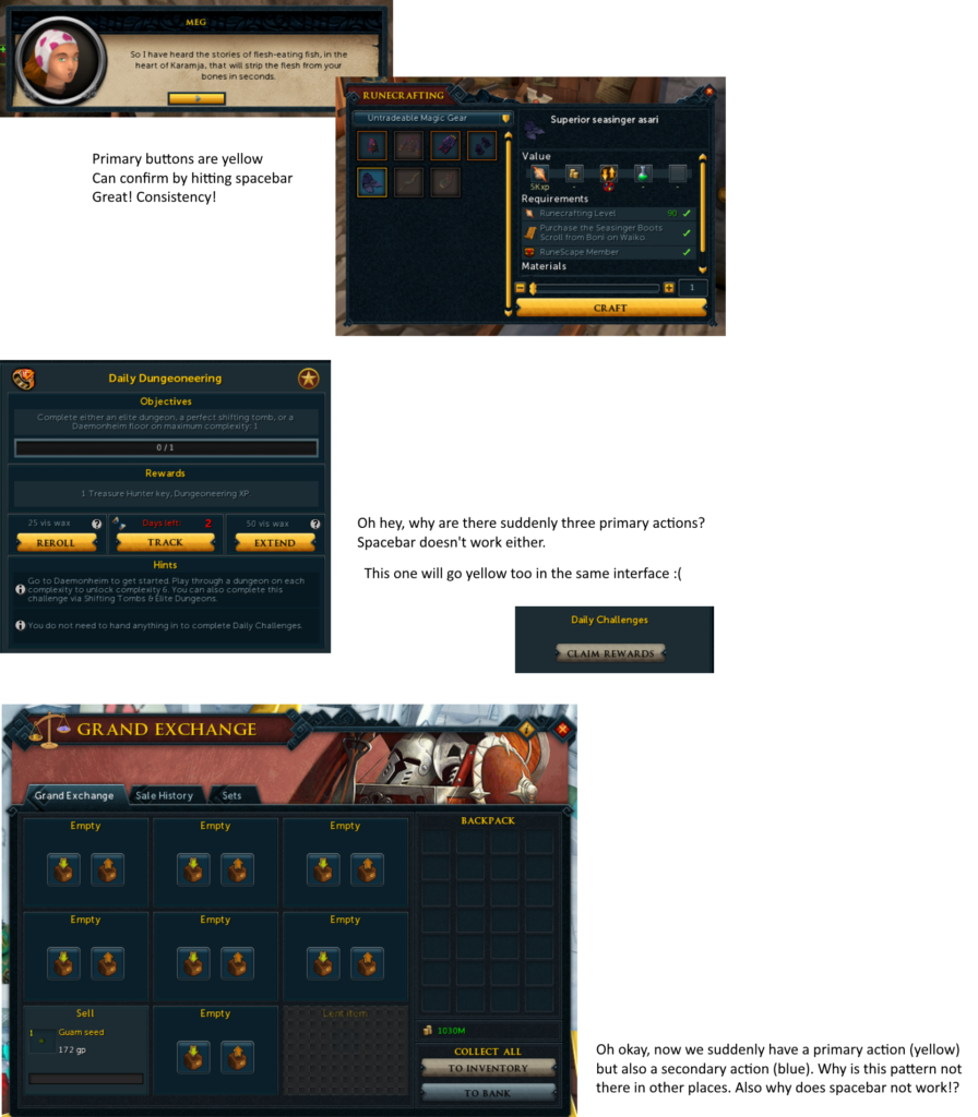 overview of problems in the RS UI style